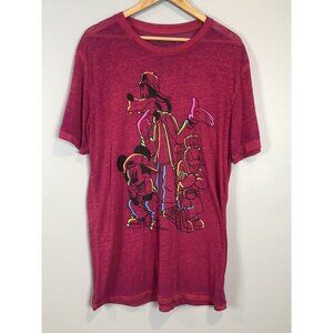 Disney Hip Hop Goofy Mickey and Donald T Shirt Magenta Burnout Large